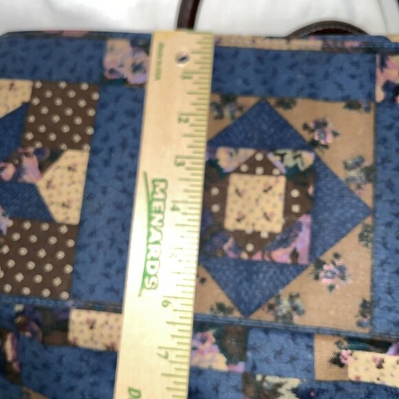 Vintage Gitano Patcheork Canvas Duffle Bag Weekender Tote Blue Brown - Picture 7 of 9